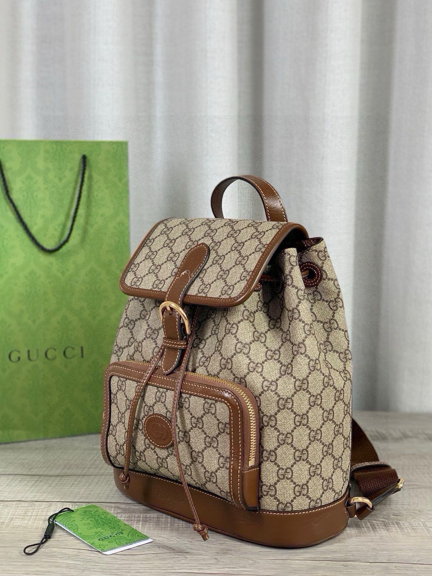 Gucci Retro Series and Supreme Series Backpack Brown